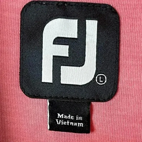 FootJoy Men's Large Short Sleeve Polo Shirt Polyester Spandex FJ Coral Pink GOLF - Picture 2 of 7